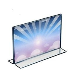 Horizontal Double Sided, Transparent Stand Up Acrylic POS Sign holder for display