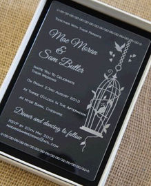 Deluxe Clear Acrylic Display Stands / Unique Wedding Invitation Cards