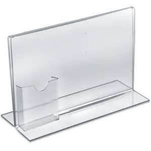 Horizontal Double Sided, Transparent Stand Up Acrylic POS Sign holder for display