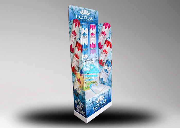 4C Printing Corrugated Floor Bottles Display Stand , Beverages Paper Display